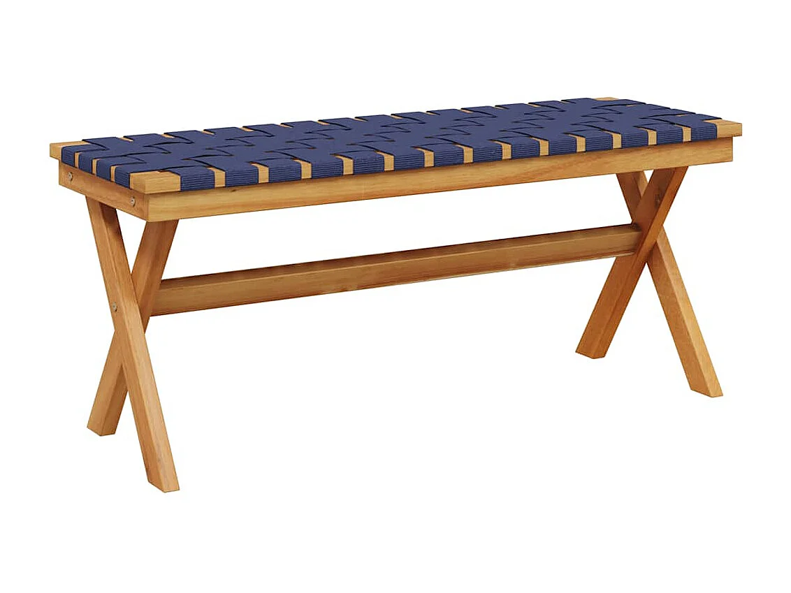 Banc de jardin bleu foncé bois massif d'acacia et tissu