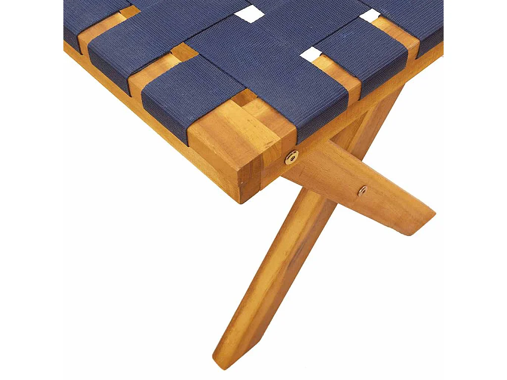 Banc de jardin bleu foncé bois massif d'acacia et tissu