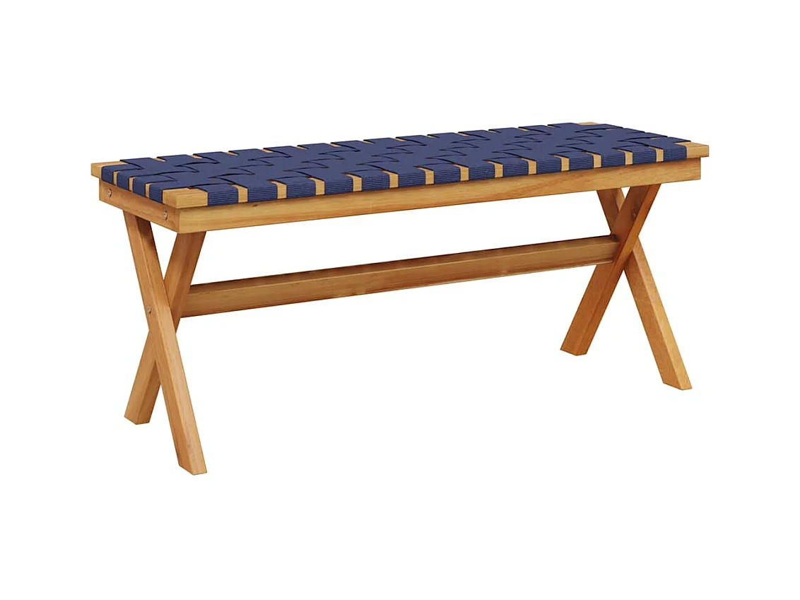 Banc de jardin bleu foncé bois massif d'acacia et tissu