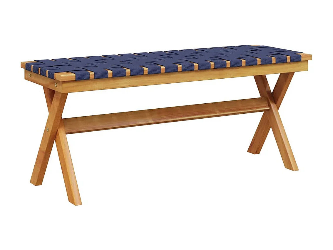 Banc de jardin bleu foncé bois massif d'acacia et tissu