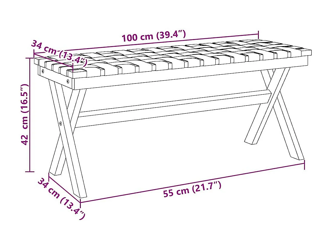 Banc de jardin bleu foncé bois massif d'acacia et tissu