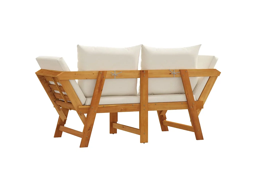 Gartenbank mit Kissen 2-in-1 Massivholz Akazie