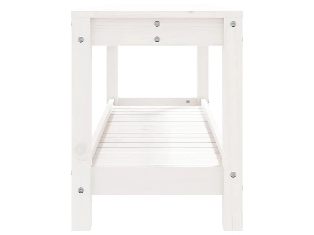 Biały ławka ogrodowa 108x35x45 cm z litego drewna sosnowego z półką na przechowywanie