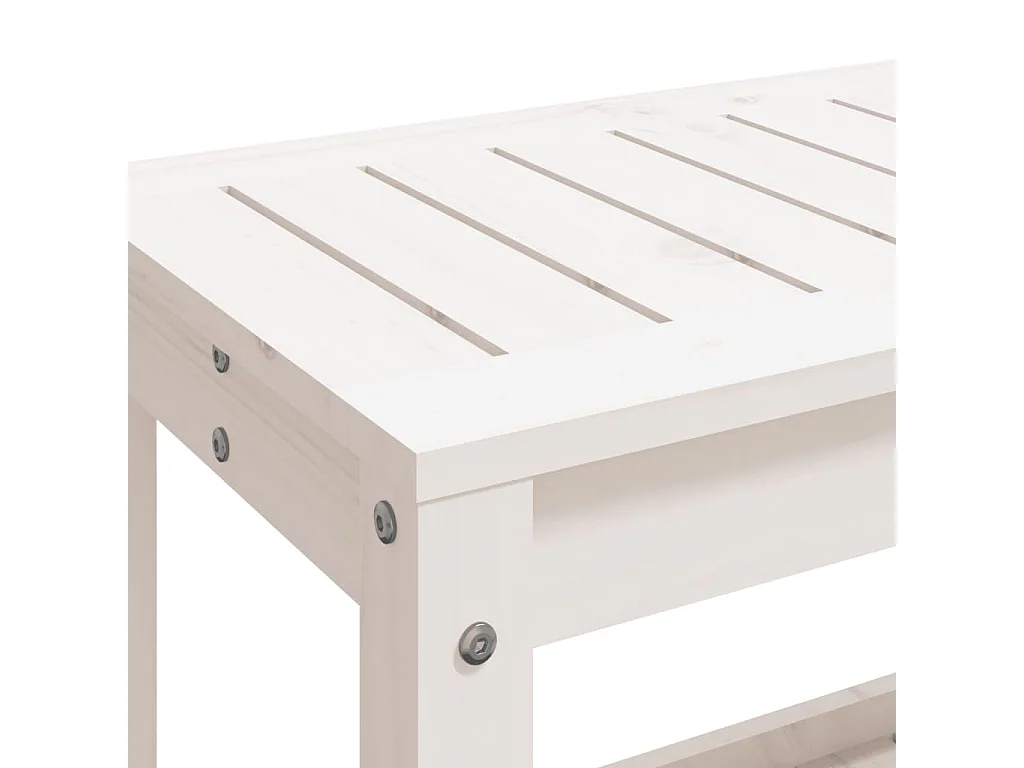 Biały ławka ogrodowa 108x35x45 cm z litego drewna sosnowego z półką na przechowywanie