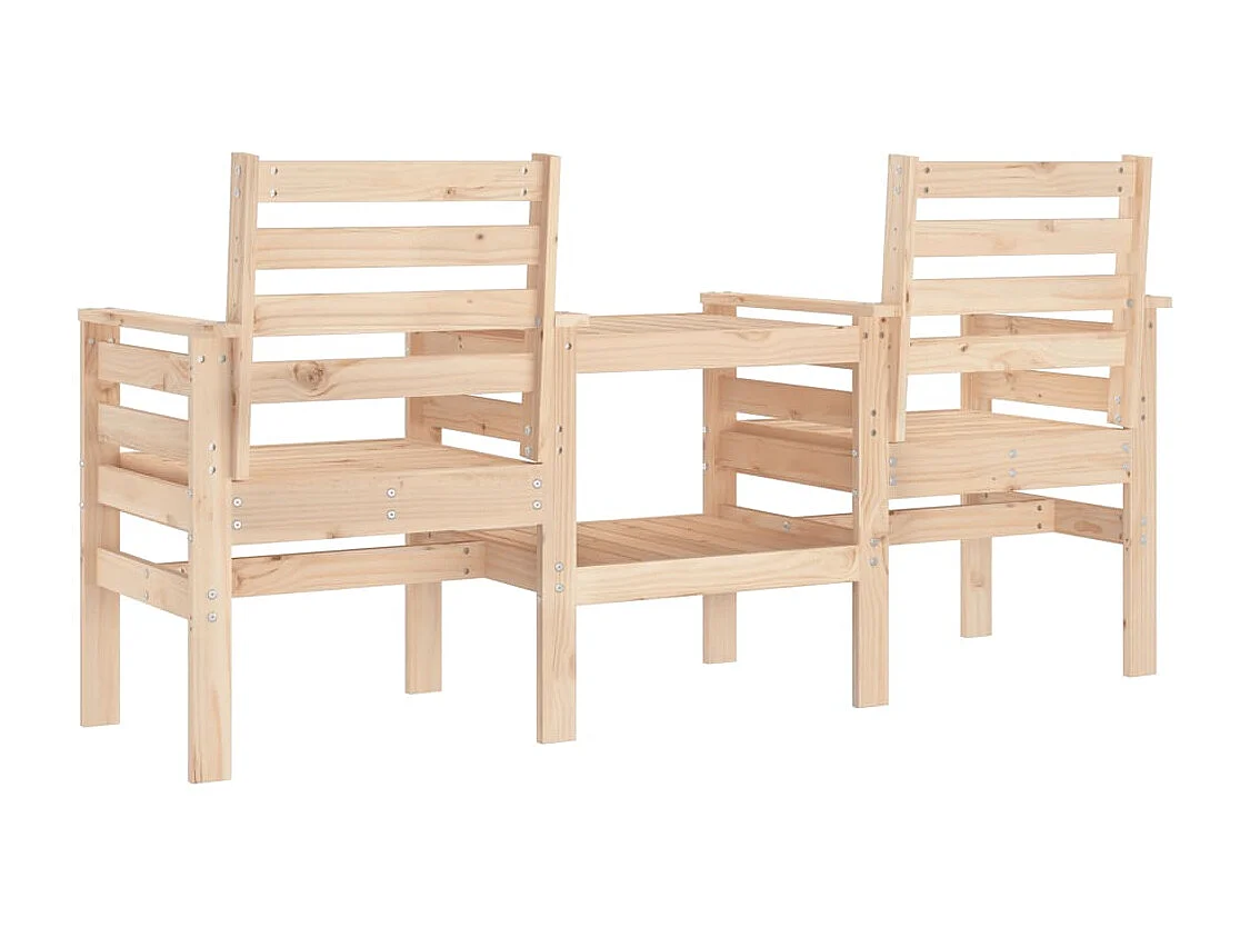 Gartenbank mit Tisch 2-Sitzer Massivholz Kiefer