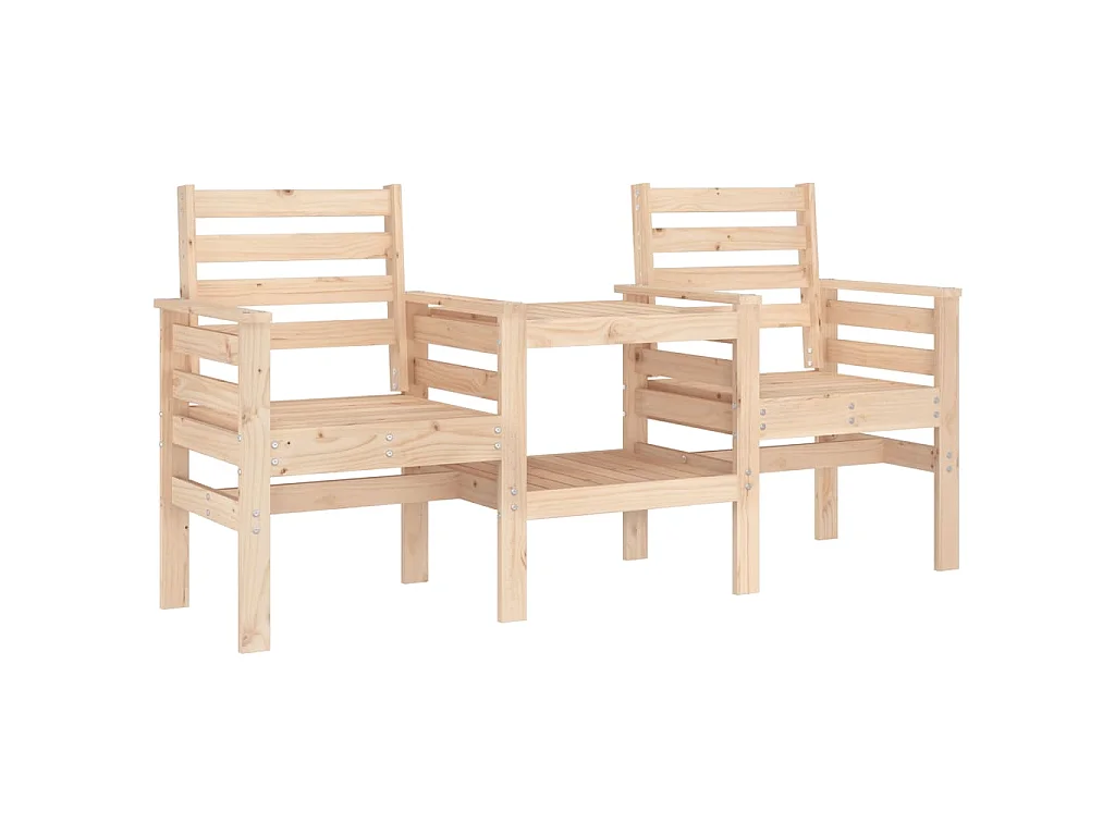 Banc de jardin avec table 2 places bois de pin massif