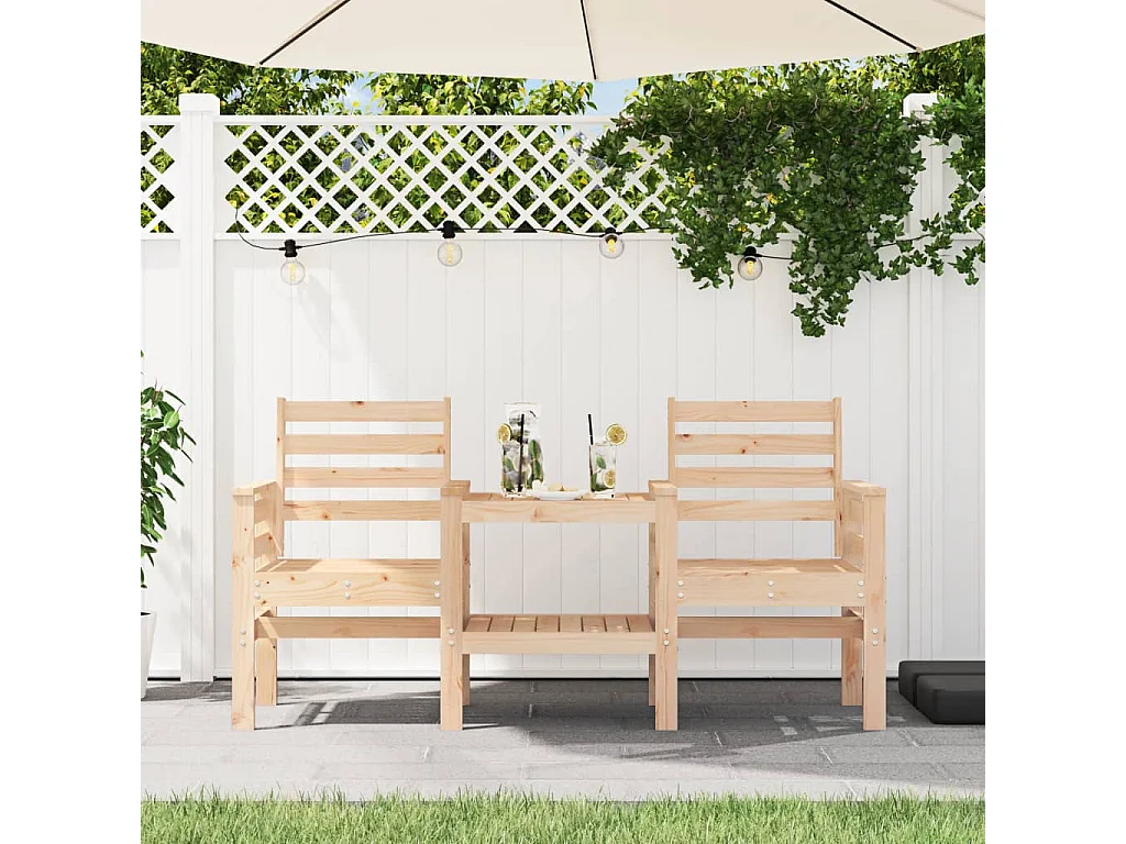 Banc de jardin avec table 2 places bois de pin massif