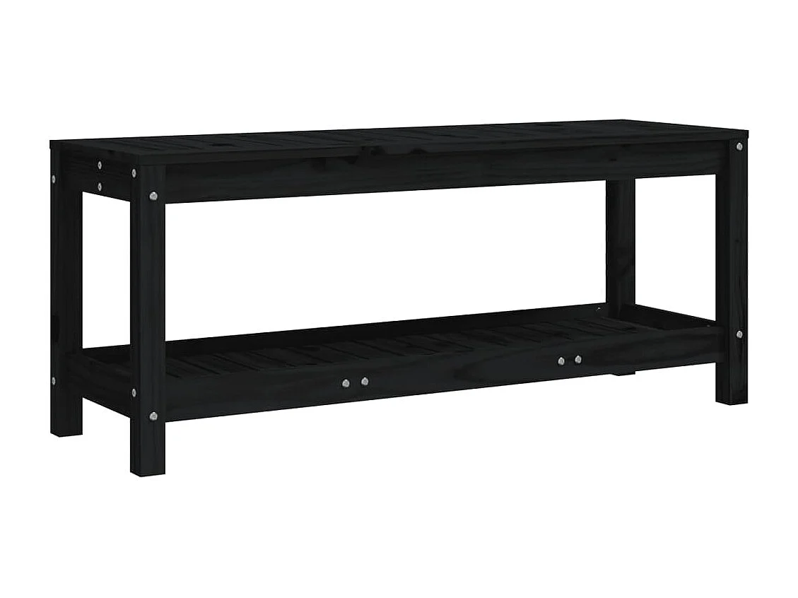 Banc de jardin noir 108x35x45 cm bois massif de pin