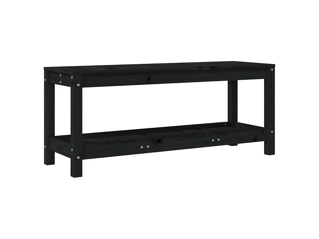 Banco de jardín de madera maciza de pino negro 108x35x45 cm