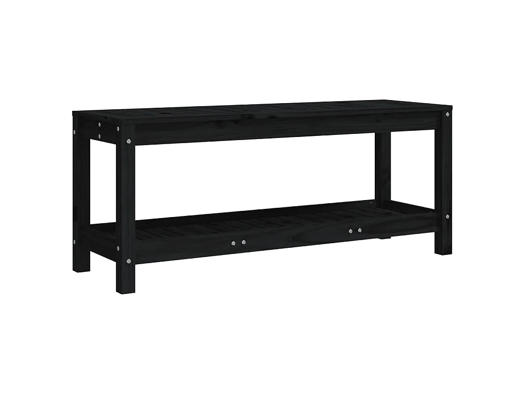 Banco de jardín de madera maciza de pino negro 108x35x45 cm
