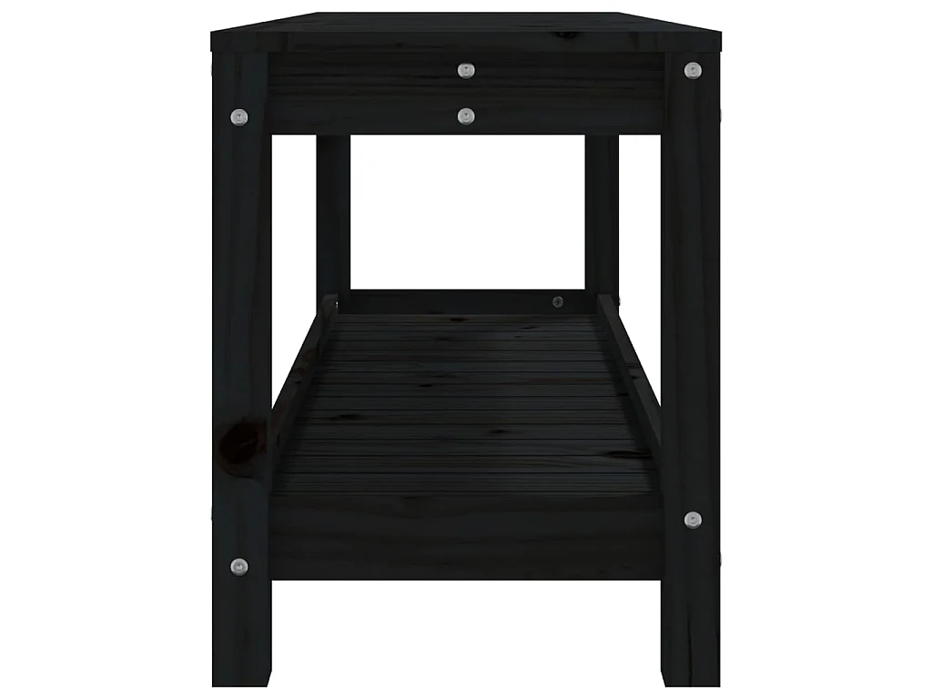 Banco de jardín de madera maciza de pino negro 108x35x45 cm
