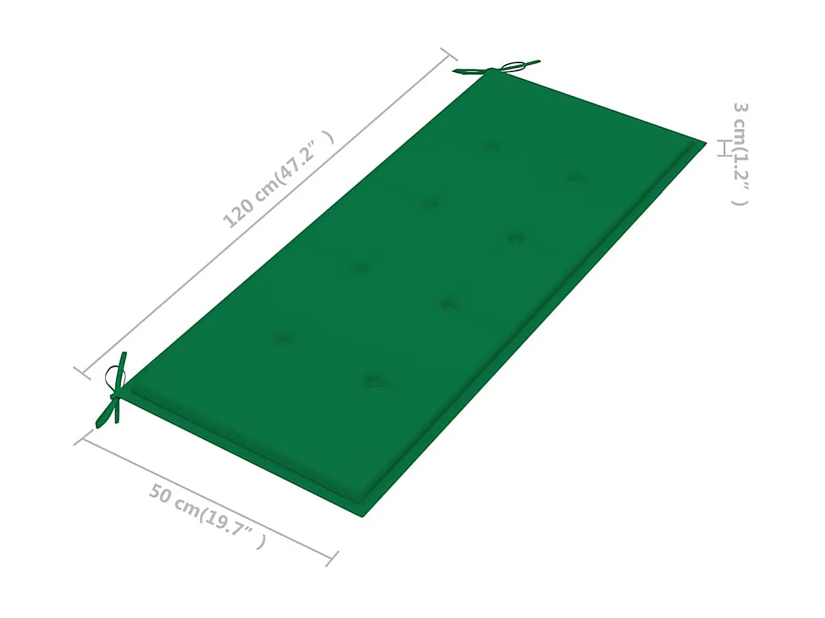2-Sitzer-Gartenbank mit Auflage 120 cm Massivholz Eukalyptus