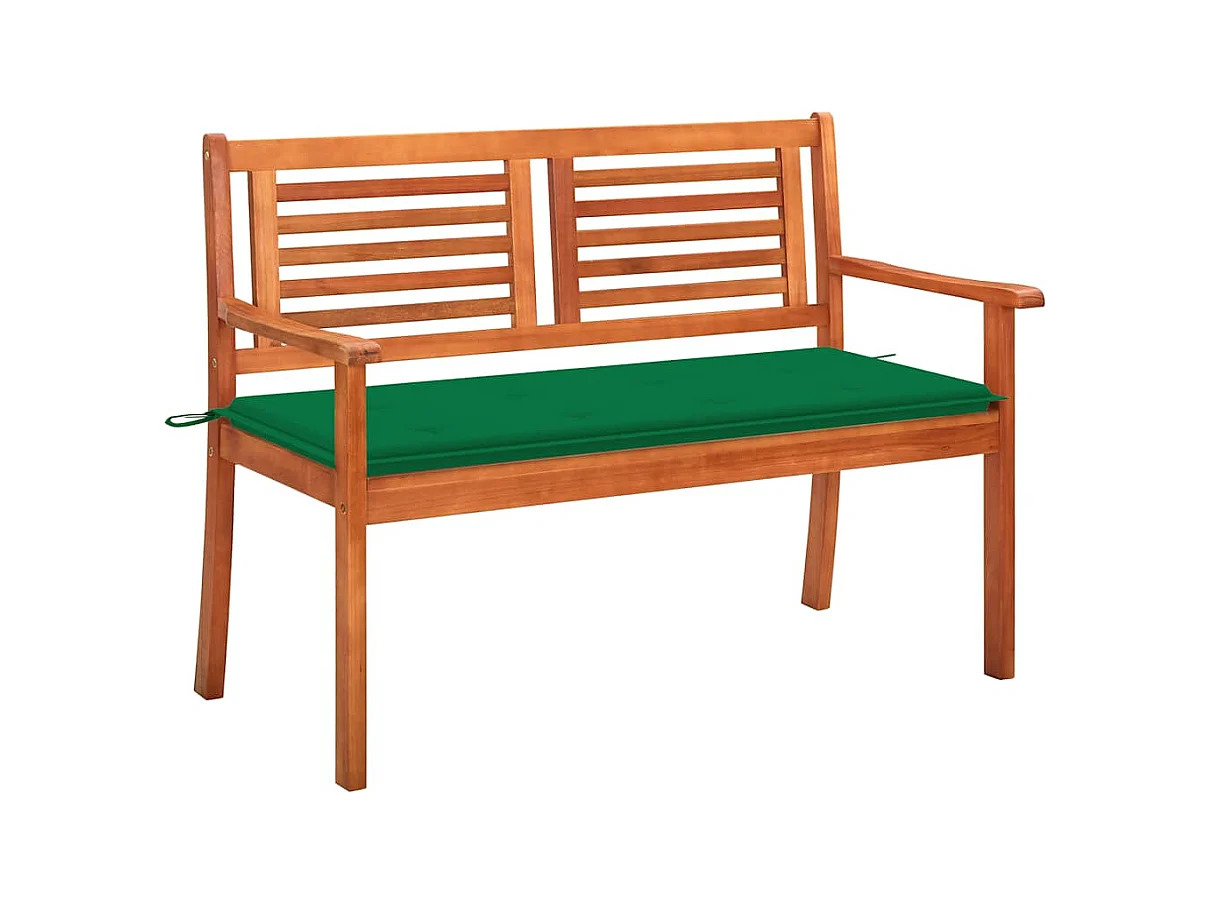 Banc de jardin 2 places avec coussin 120 cm Bois d'eucalyptus