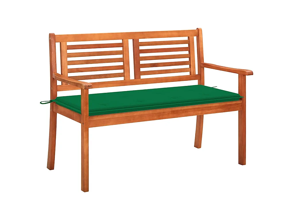 2-Sitzer-Gartenbank mit Auflage 120 cm Massivholz Eukalyptus