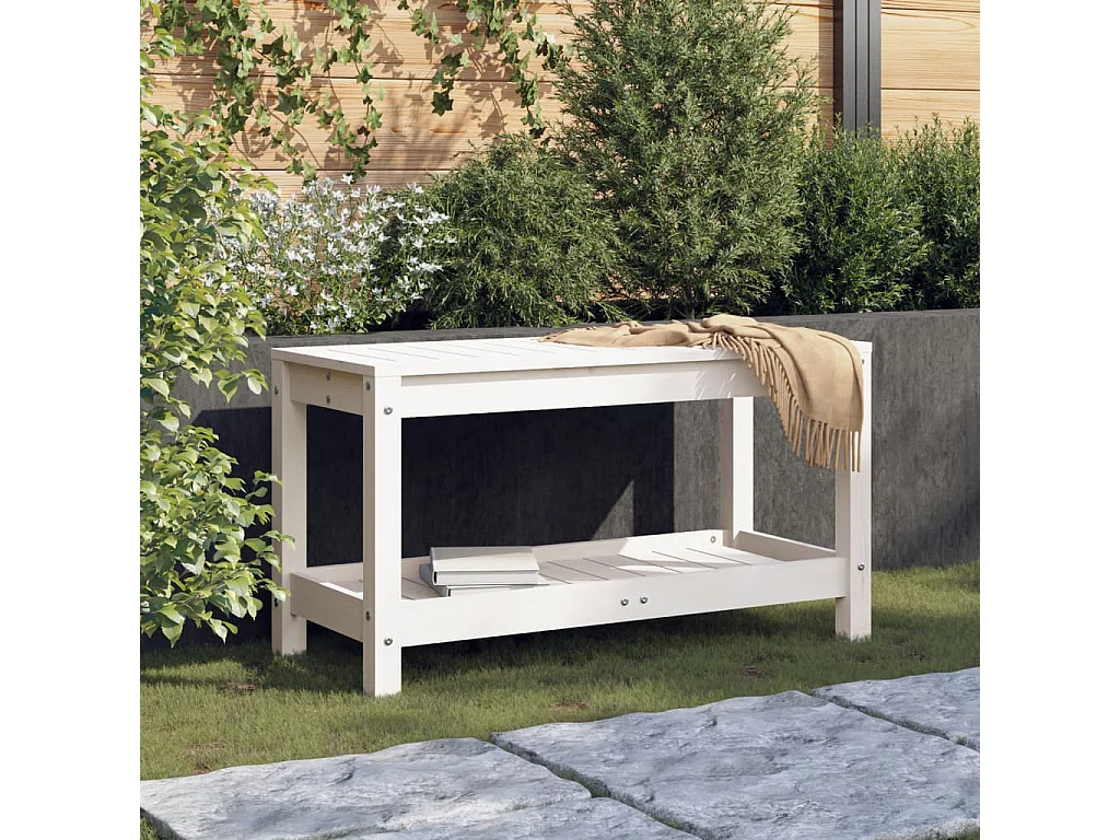 Banco de jardim 82,5x35x45 cm madeira de pinho maciça branco