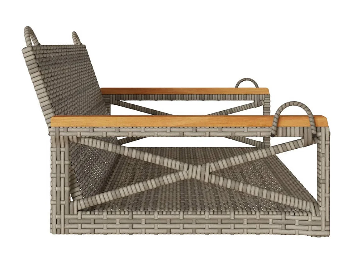 Banco columpio de ratán sintético gris 109x62x40 cm