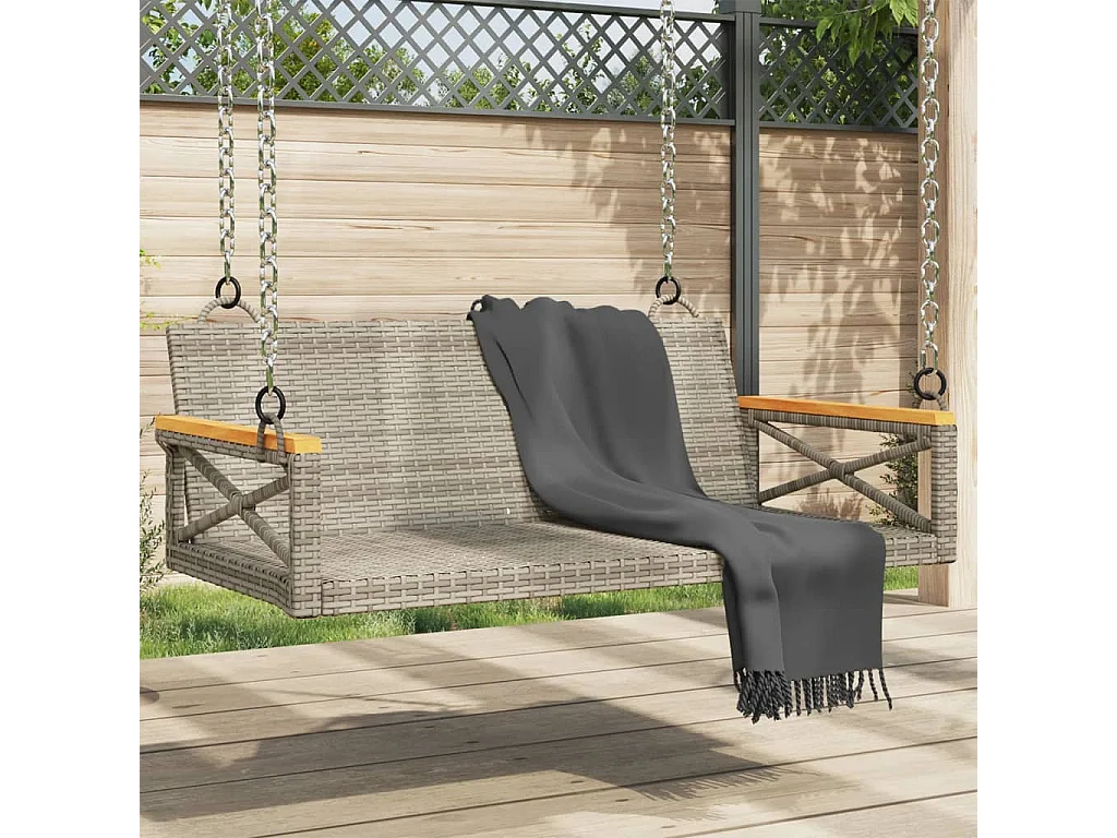 Balancelle gris 109x62x40 cm résine tressée