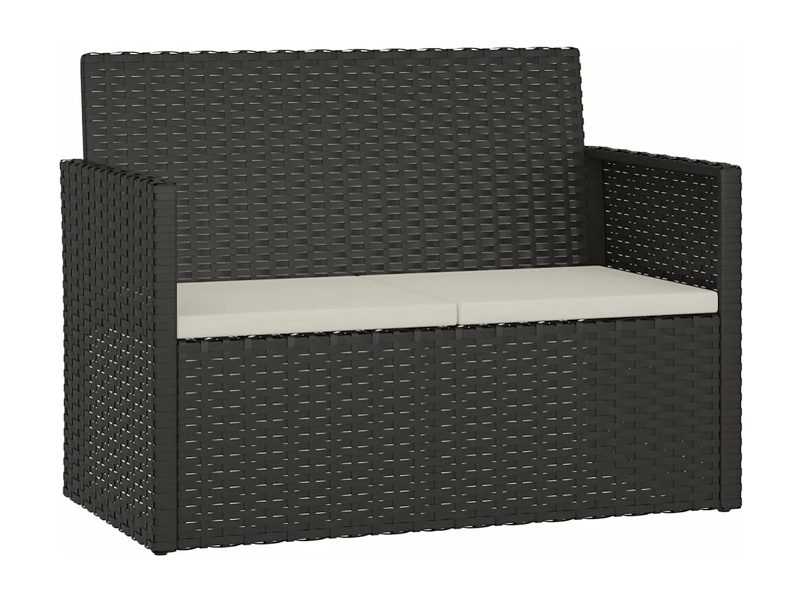 Banc de jardin avec coussins Noir 105 cm Résine tressée