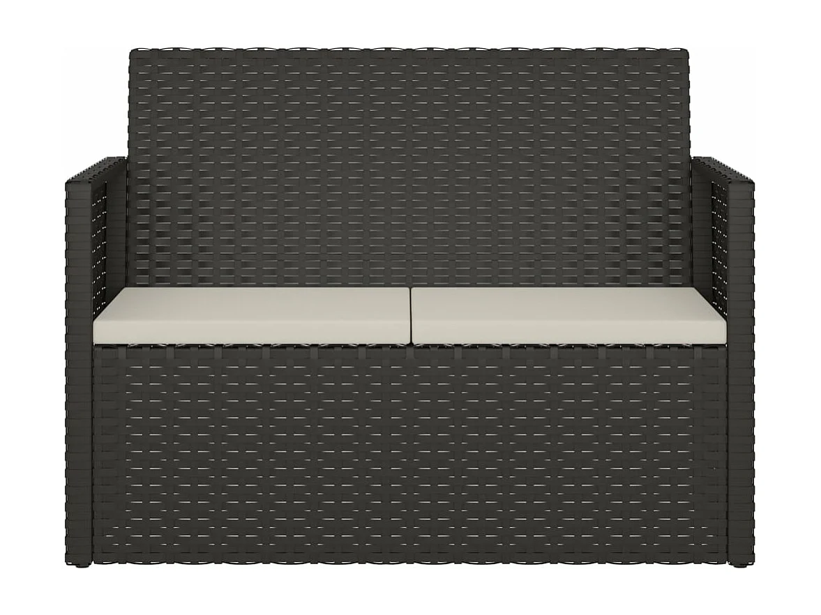 Banco de jardim com almofadões 105 cm vime PE preto