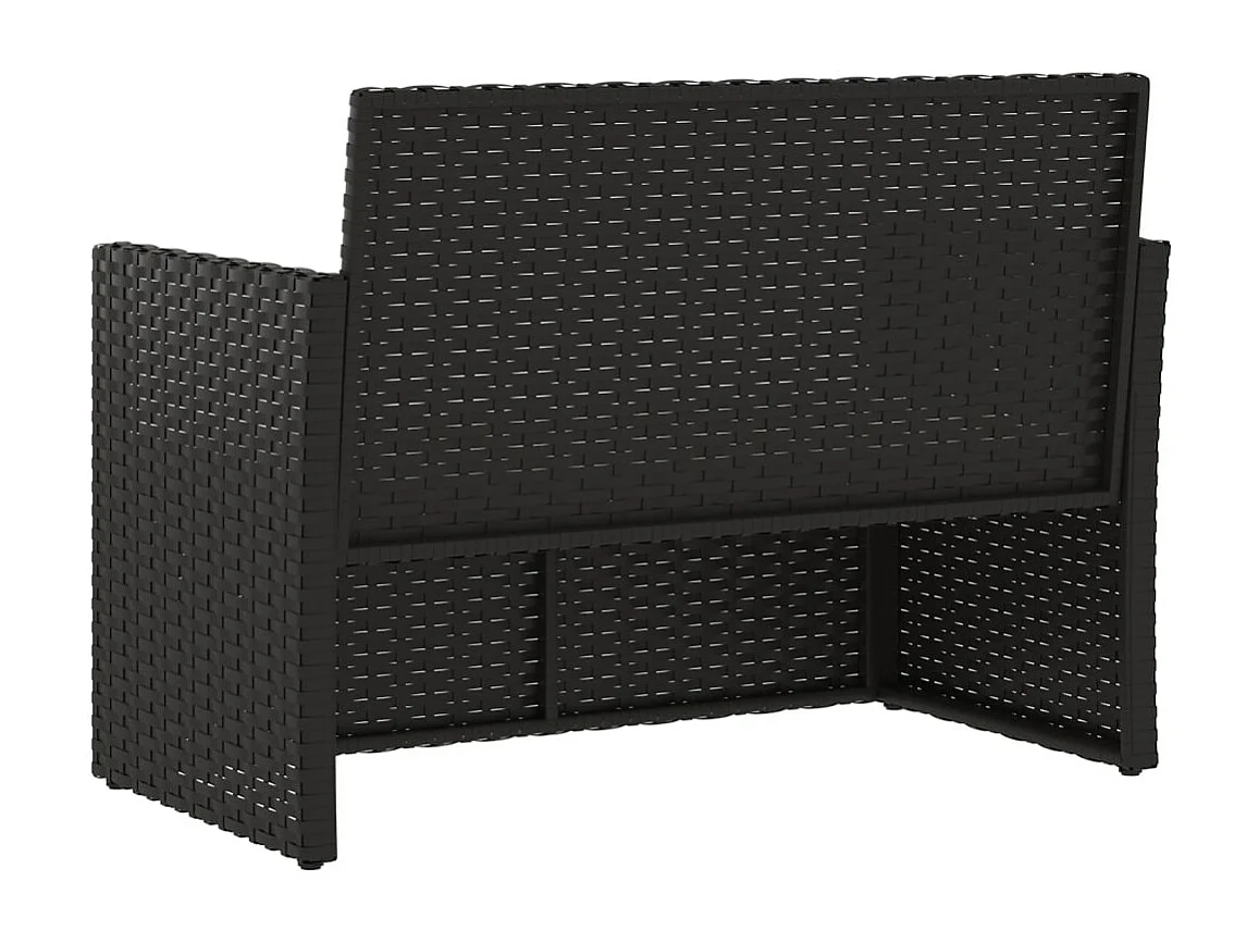 Banco de jardim com almofadões 105 cm vime PE preto