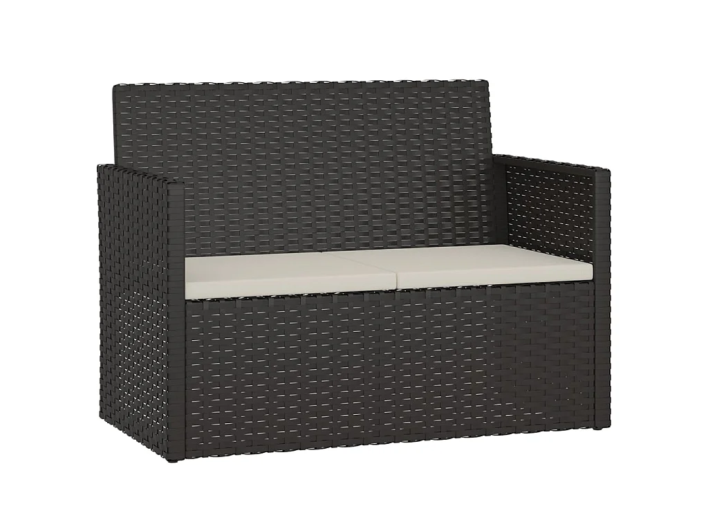 Banc de jardin avec coussins Noir 105 cm Résine tressée