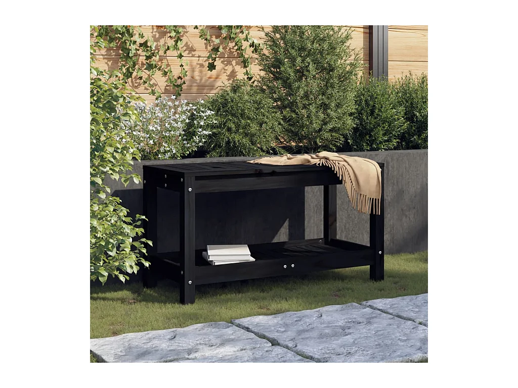 Panca da Giardino Nera 82,5x35x45 cm in Legno Massello di Pino