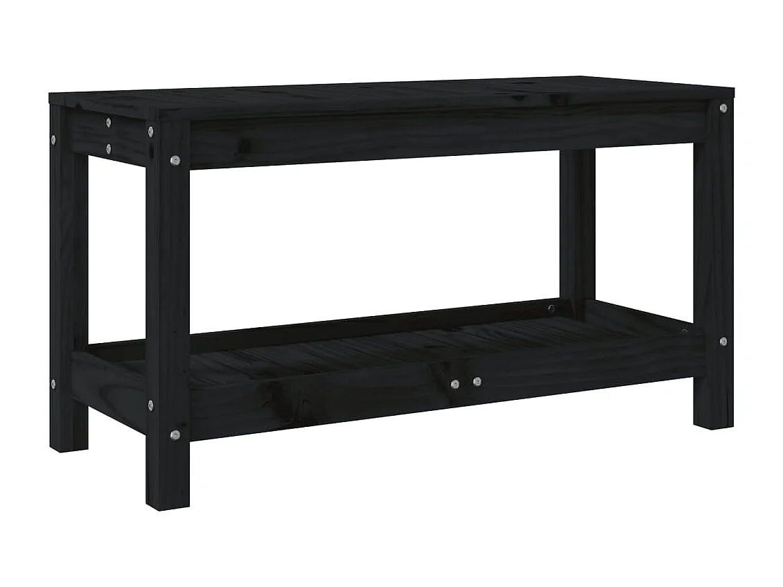 Banc de jardin noir 82,5x35x45 cm bois massif de pin