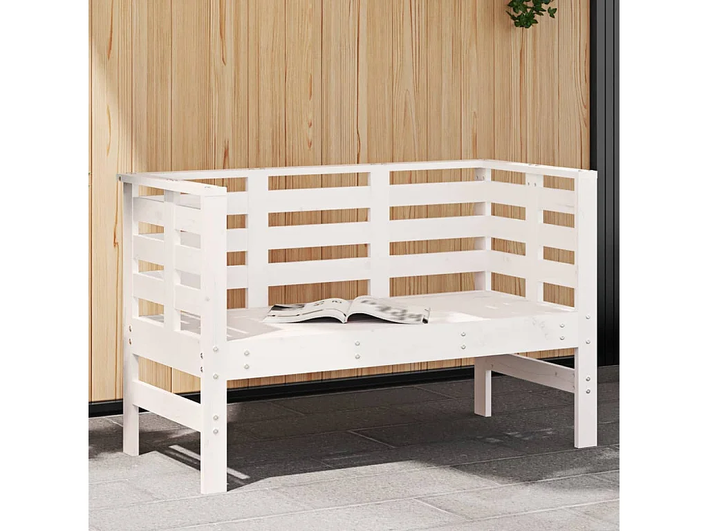Tuinbankje 111,5x53x71 cm massief grenenhout wit
