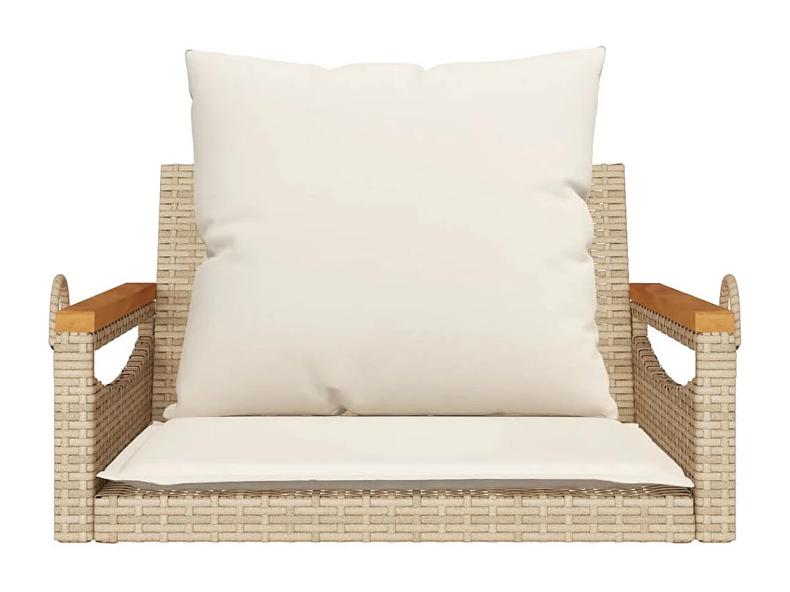 Schommelbank met kussens 63x62x40 cm poly rattan beige