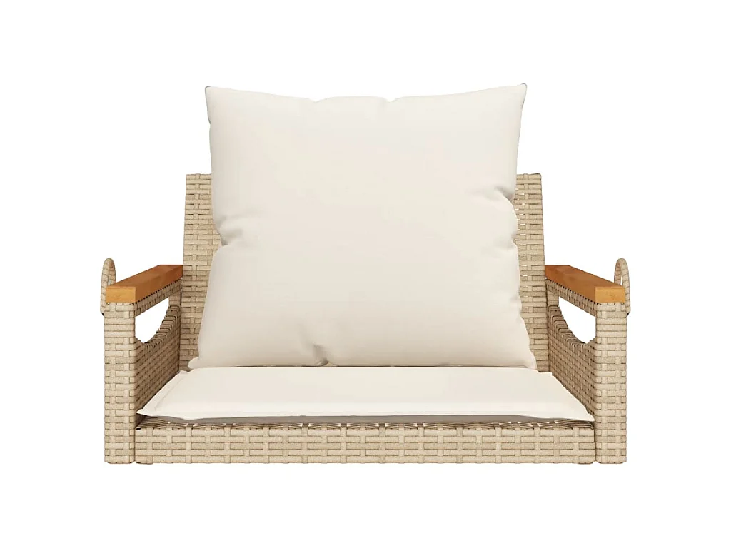 Schommelbank met kussens 63x62x40 cm poly rattan beige