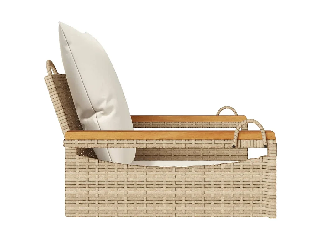 Schommelbank met kussens 63x62x40 cm poly rattan beige