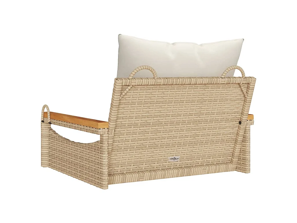 Schommelbank met kussens 63x62x40 cm poly rattan beige