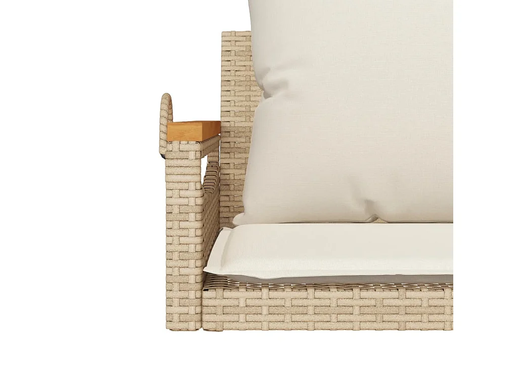 Schommelbank met kussens 63x62x40 cm poly rattan beige