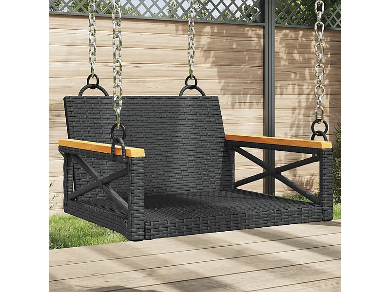 Hängesessel Schwarz 63x62x40 cm Poly Rattan