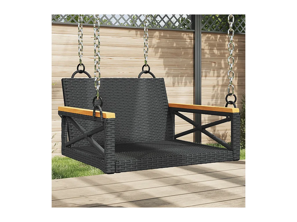 Schommelbank 63x62x40 cm poly rattan zwart