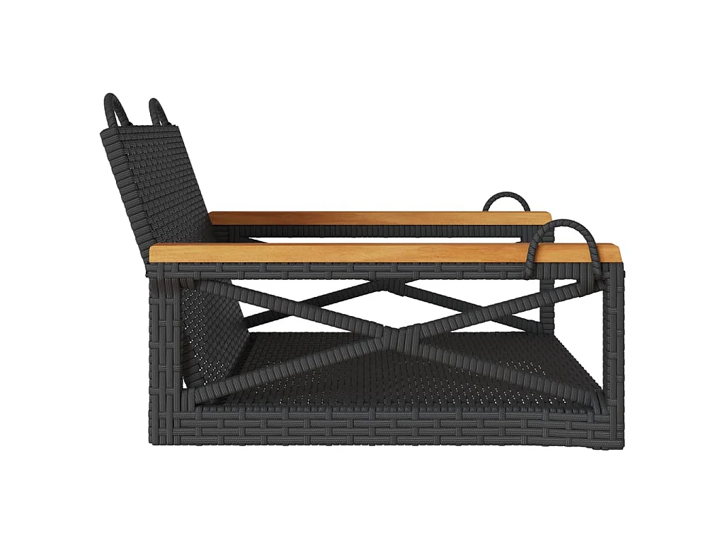 Balancelle noir 63x62x40 cm résine tressée