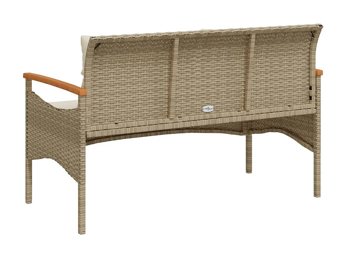 Tuinbank met kussens 116x62,5x74 cm poly rattan beige