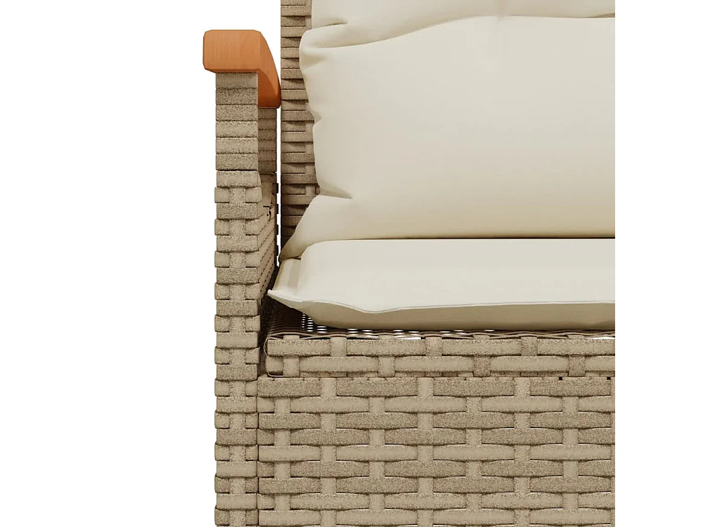 Tuinbank met kussens 116x62,5x74 cm poly rattan beige