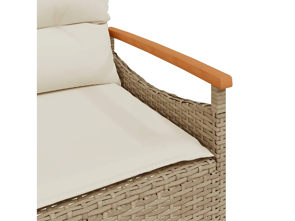 Tuinbank met kussens 116x62,5x74 cm poly rattan beige