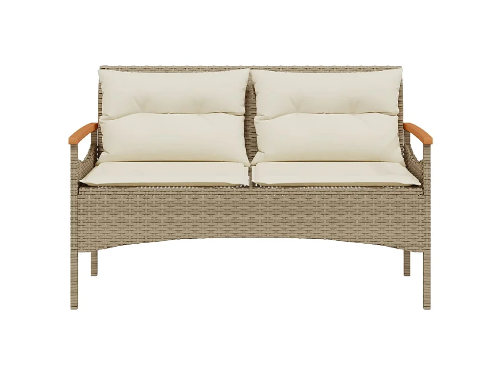 Panchina da Giardino con Cuscini 116x62,5x74cm Beige Polyrattan