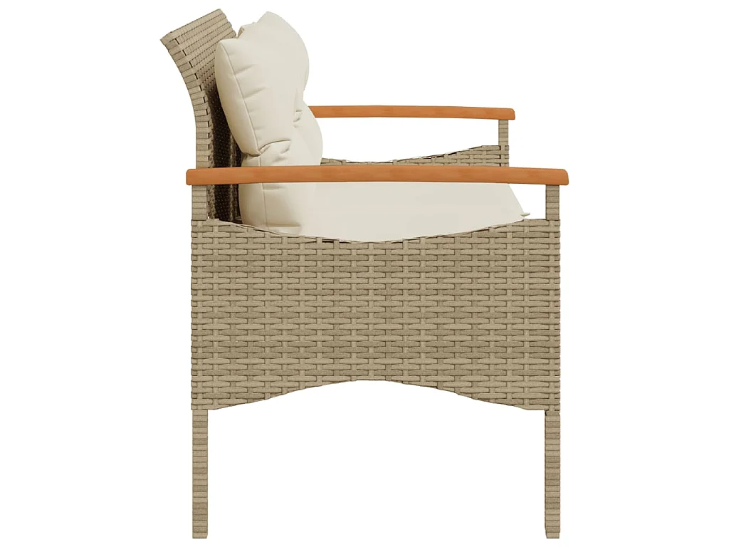 Panchina da Giardino con Cuscini 116x62,5x74cm Beige Polyrattan