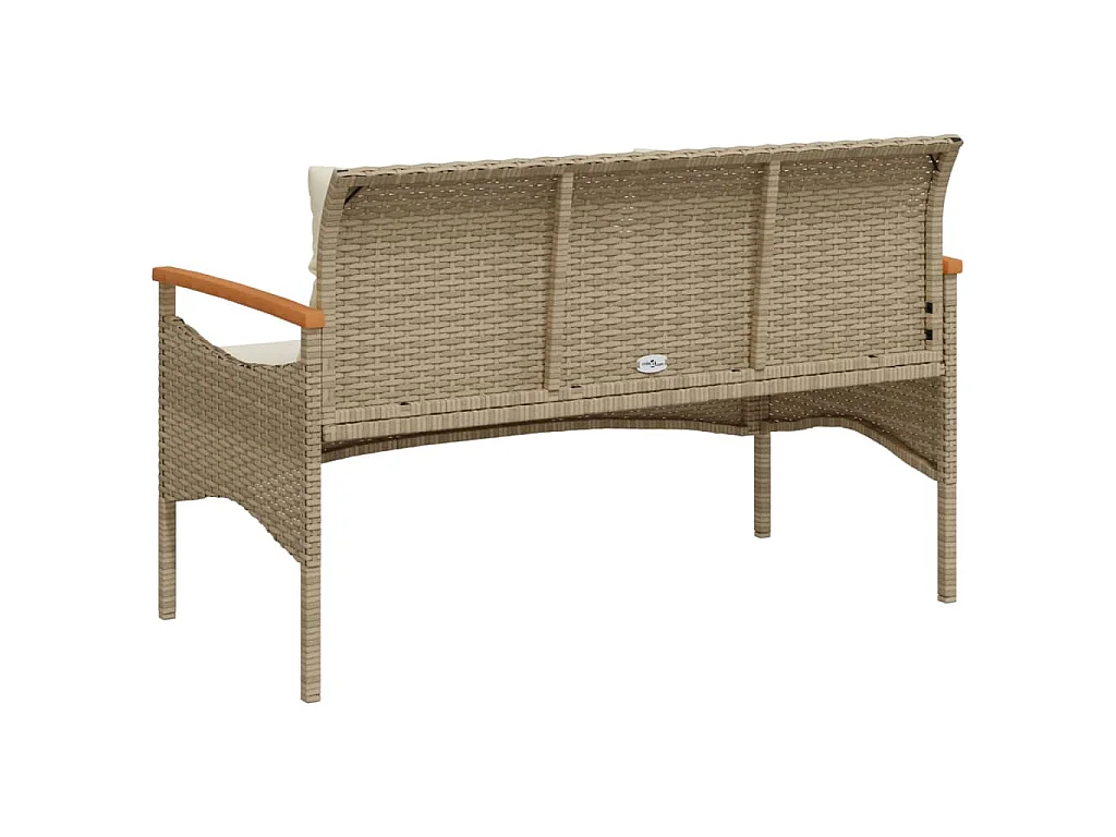 Panchina da Giardino con Cuscini 116x62,5x74cm Beige Polyrattan