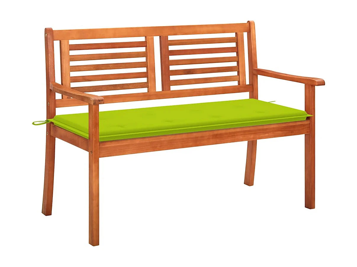Banc de jardin 2 places avec coussin 120 cm Bois d'eucalyptus