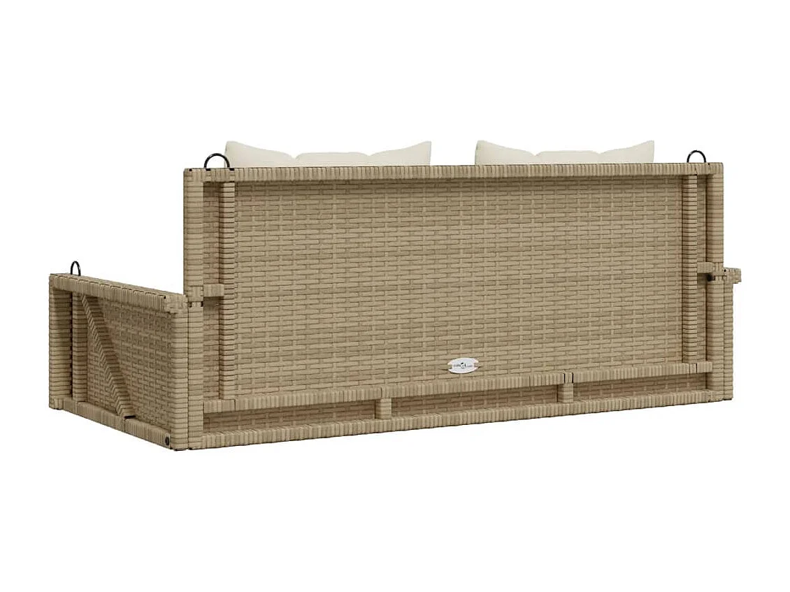 Balancelle avec coussins beige 119x56x48 cm résine tressée