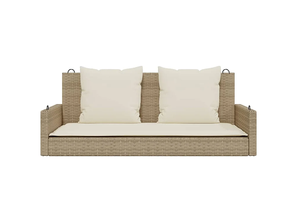 Schommelbank met kussens 119x56x48 cm poly rattan beige