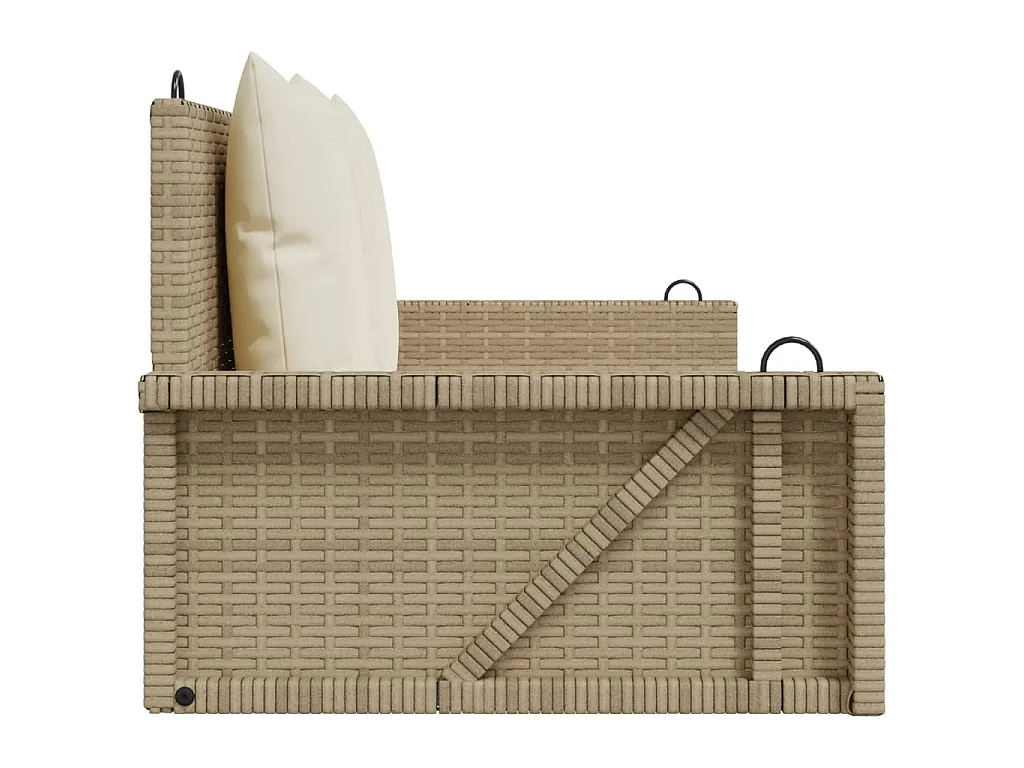 Schommelbank met kussens 119x56x48 cm poly rattan beige