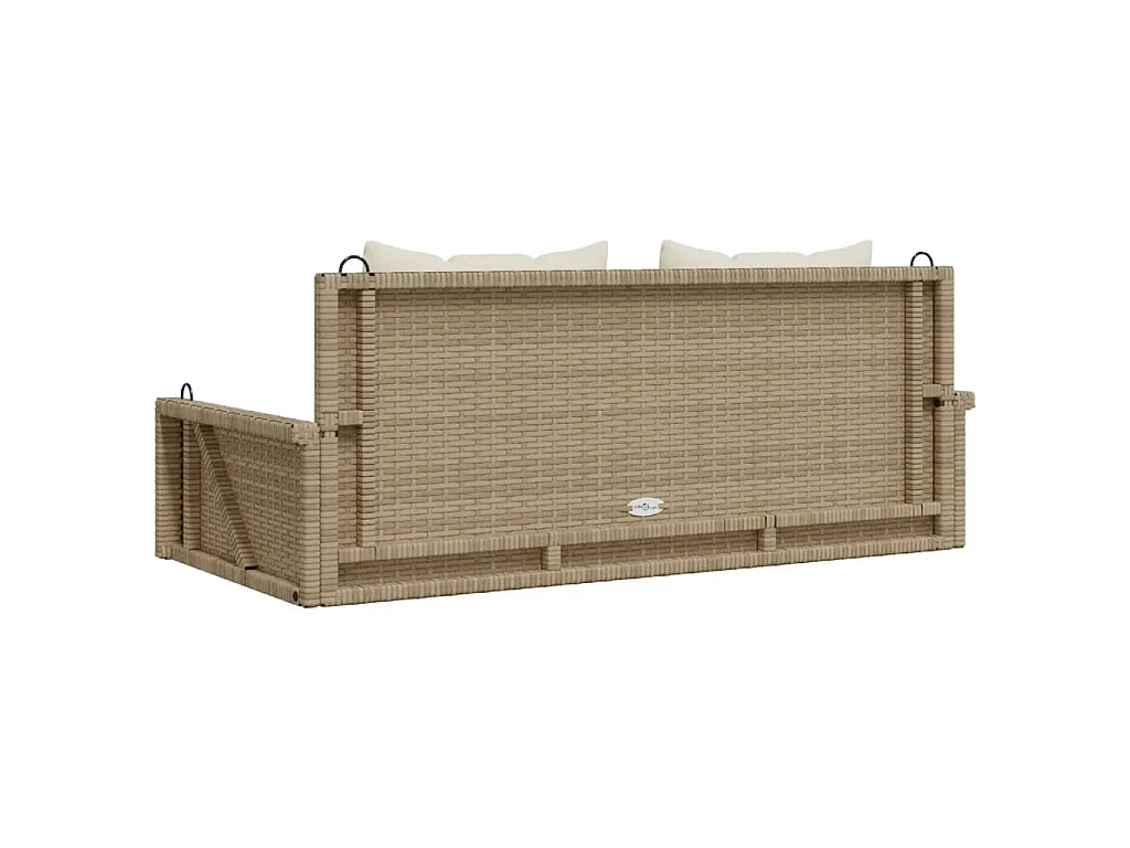 Schommelbank met kussens 119x56x48 cm poly rattan beige