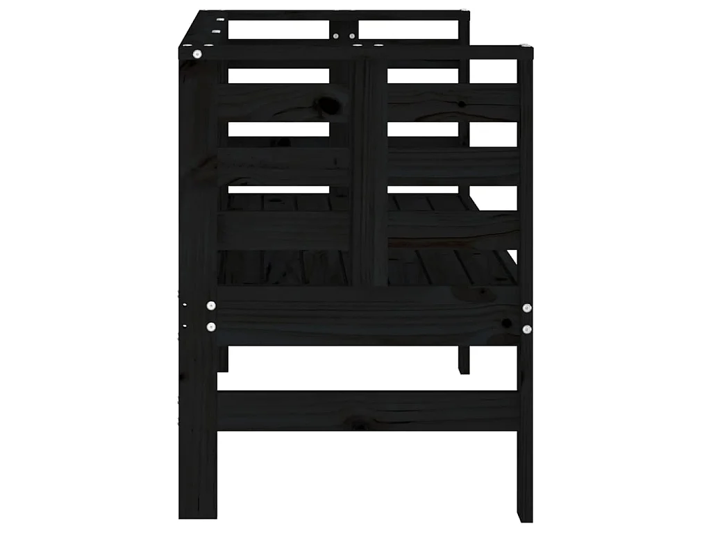 Gartenbank Schwarz 111,5x53x71 cm Massivholz Kiefer