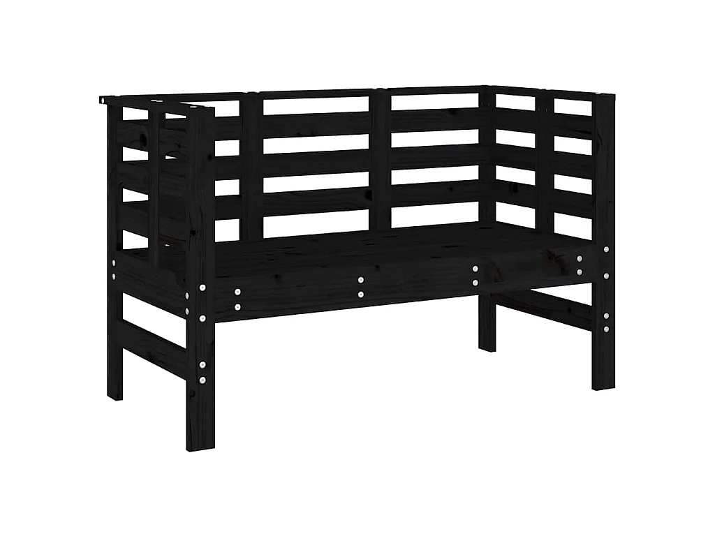 Banc de jardin noir 111,5x53x71 cm bois massif de pin