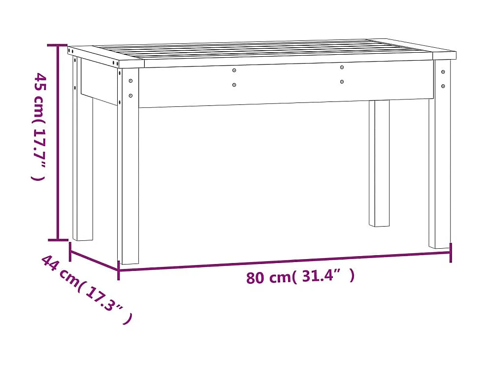 Tuinbank 80x44x45 cm massief grenenhout grijs
